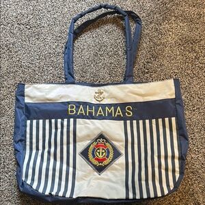 Bahamas Navy and White Striped Tote Bag